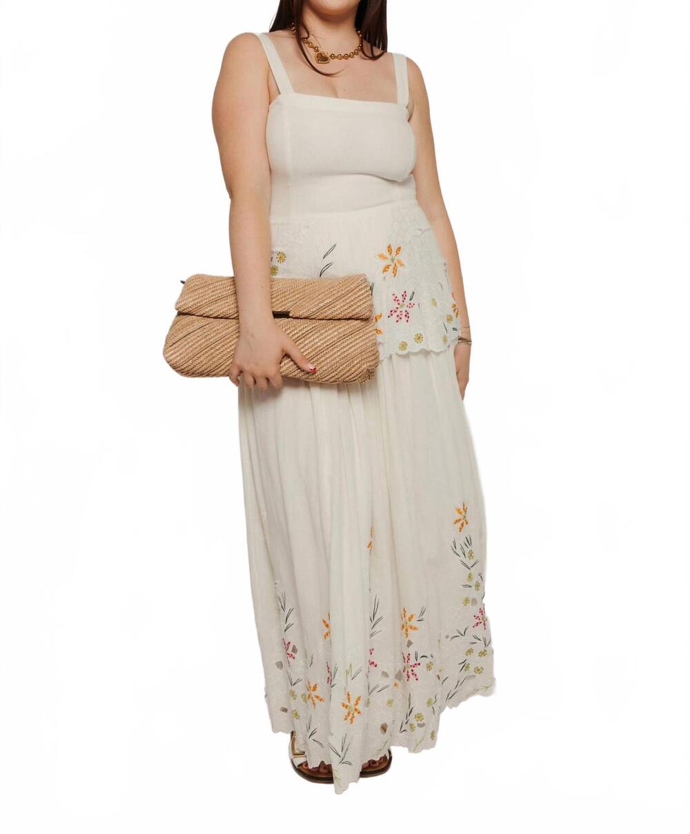 NEW TACH nube maxi scalloped maxi dress in white